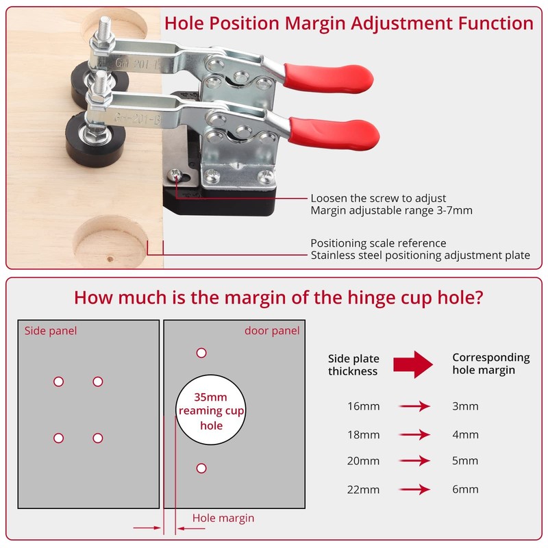 Concealed Hinge Drilling Jig Hole Set Aluminum Alloy Double Clip 35mm gallery