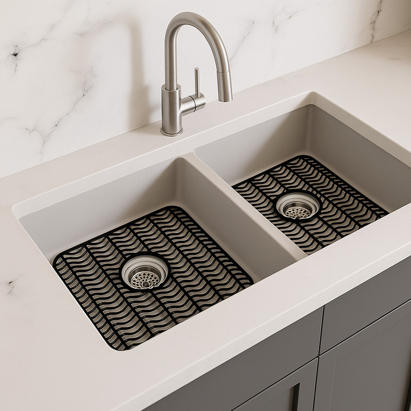 Sink Protector Mat 2 Pack Plastic with Center Drain Cutout Protect Sink 11 x 12" gallery