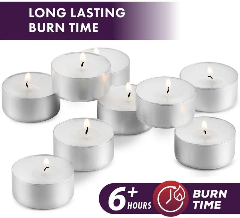 Unscented White Tealight Candles Bulk [200] | 6 Hours of Smokeless gallery