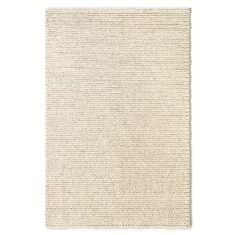 Handwoven Ivory/Off White Chunky Wool Area Rug Scandinavian Modern Design Rug gallery