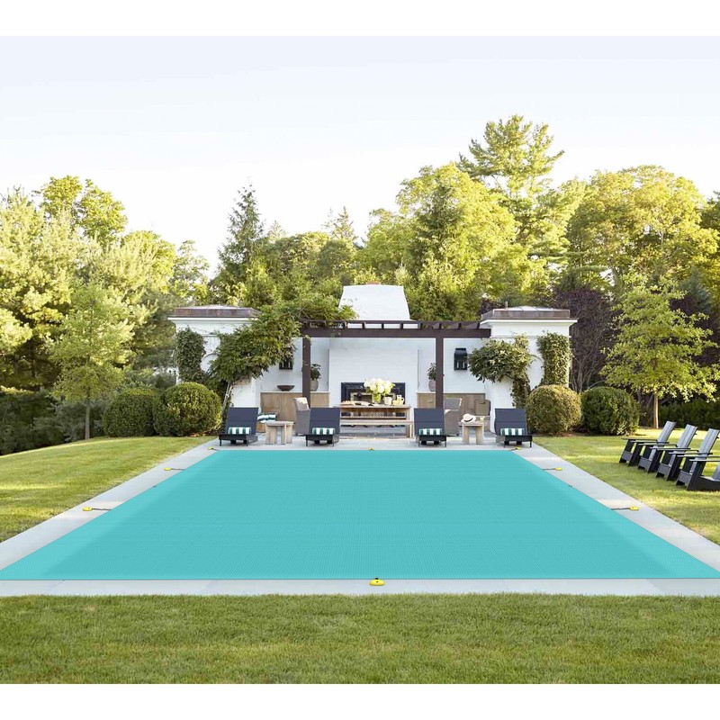 Inground Swimming Pool Cover Rectangle Frame Winter Pool Cover Safety Turquoise gallery