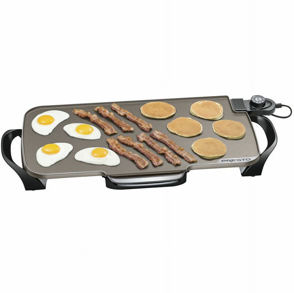 Presto Ceramic 22-inch 07062 Electric Griddle with removable handles, Black gallery