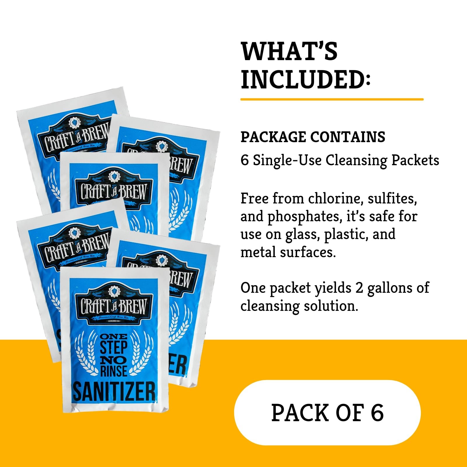 6 Pack Single-Use Cleansing Packets, Home Brewing, No-Rinse, 2-Gallon Solution gallery