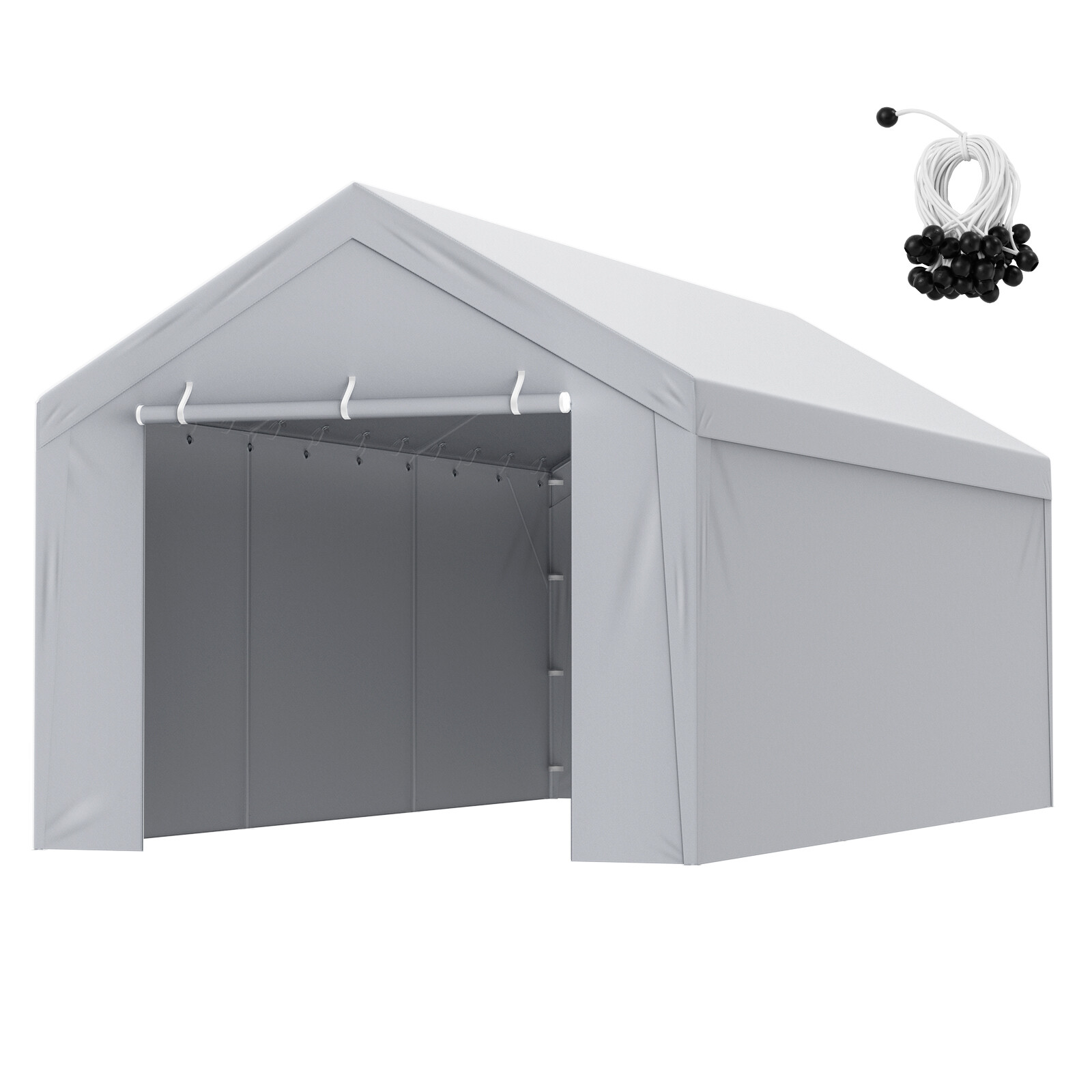 VEVOR Carport Replacement Canopy Car Shelter Tent Top+Side Wall 10x20 ft Grey gallery