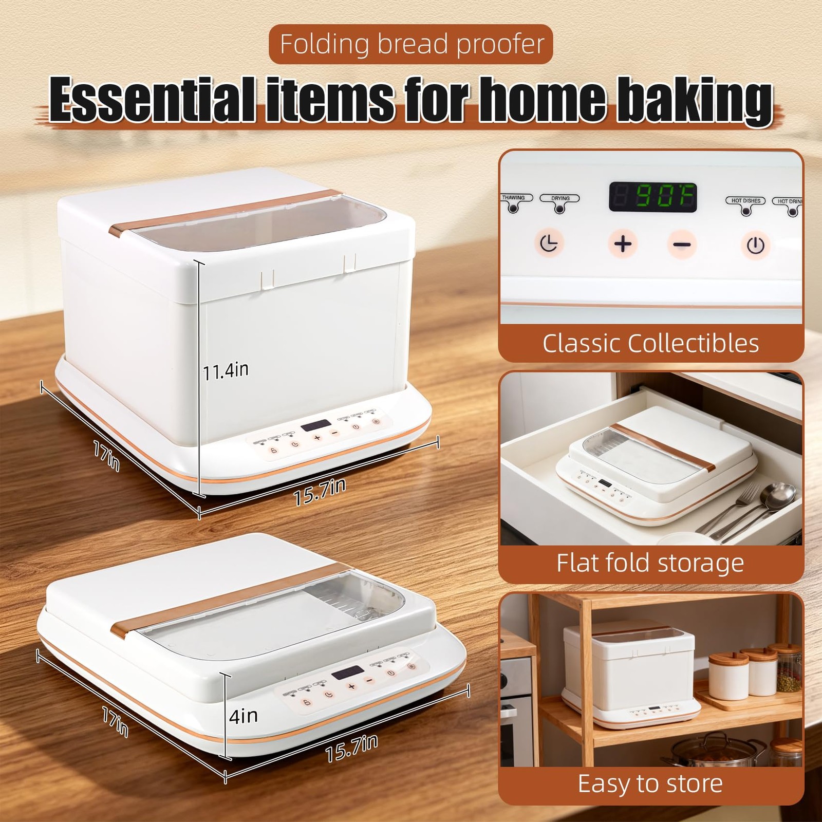 Folding Bread Proofer & Slow Cooker, 25L Capacity, Digital Temp Control 32-248°F gallery