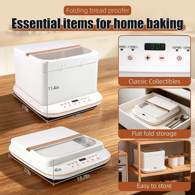 Folding Bread Proofer & Slow Cooker, 25L Capacity, Digital Temp Control 32-248°F gallery
