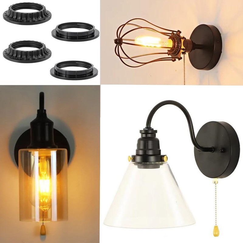 4PCS E26 Light Socket Shade Rings Collar Rings, 2 Assorted Size Lamp Shade Ri... gallery