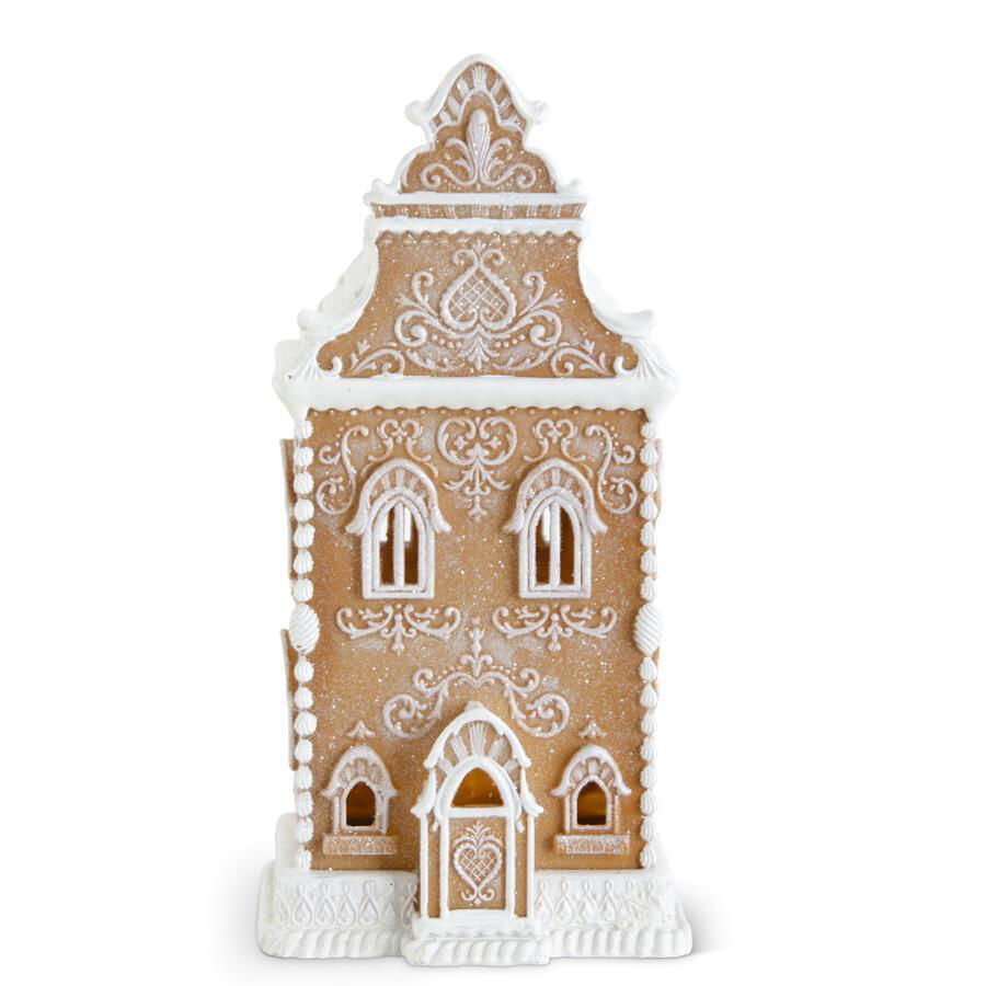 K & K Interiors - Glittered LED Gingerbread House - 54725A gallery