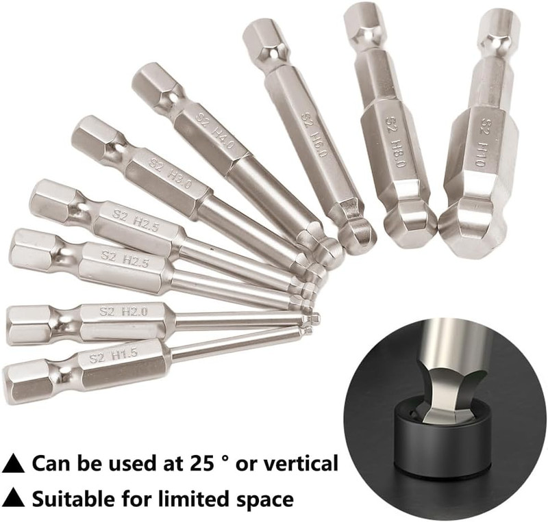 9Pcs Metric Ball End Hex Screwdriver Bit Set, Magnetic Allen Wrench Drill Bit Se gallery