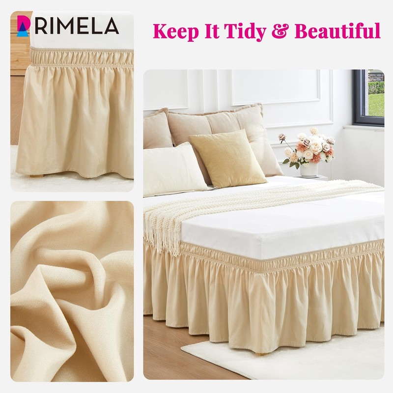 Light Camel Bed Skirting Queen Size Bed Skirt 15 Inch Drop, Wrap Around Elast... gallery