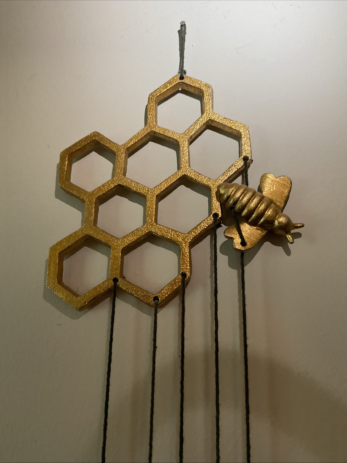 Bees And Honeycomb Wind Chime Hive Metal Garden Bumble Bee Windchime gallery