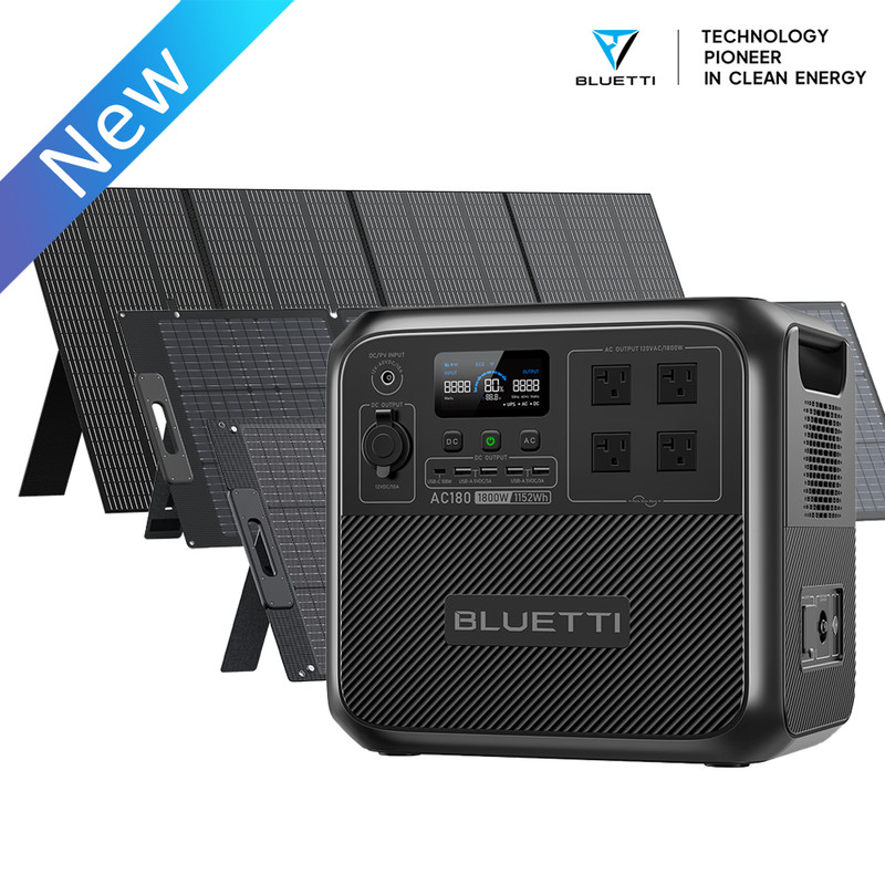BLUETTI AC180 1152Wh Portable Power Station+Optional Solar Panel Off-Grid Use gallery