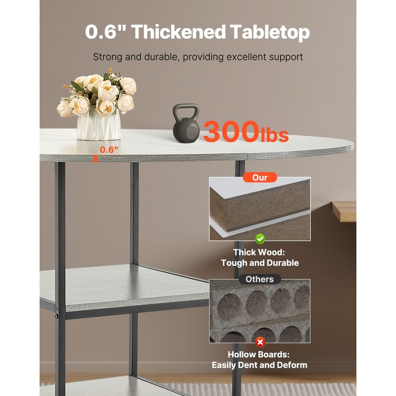 47 in Round Dining Table Wood Kitchen Table for 4-6 Person Grey (Only Table) gallery
