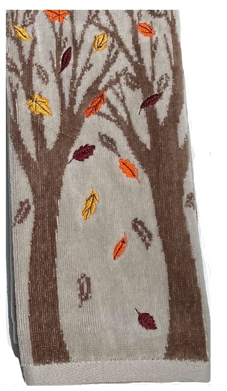 Celebrate Fall Together Trees Jacquard Plush Bath Hand Towel 16 in. x 25 in. gallery