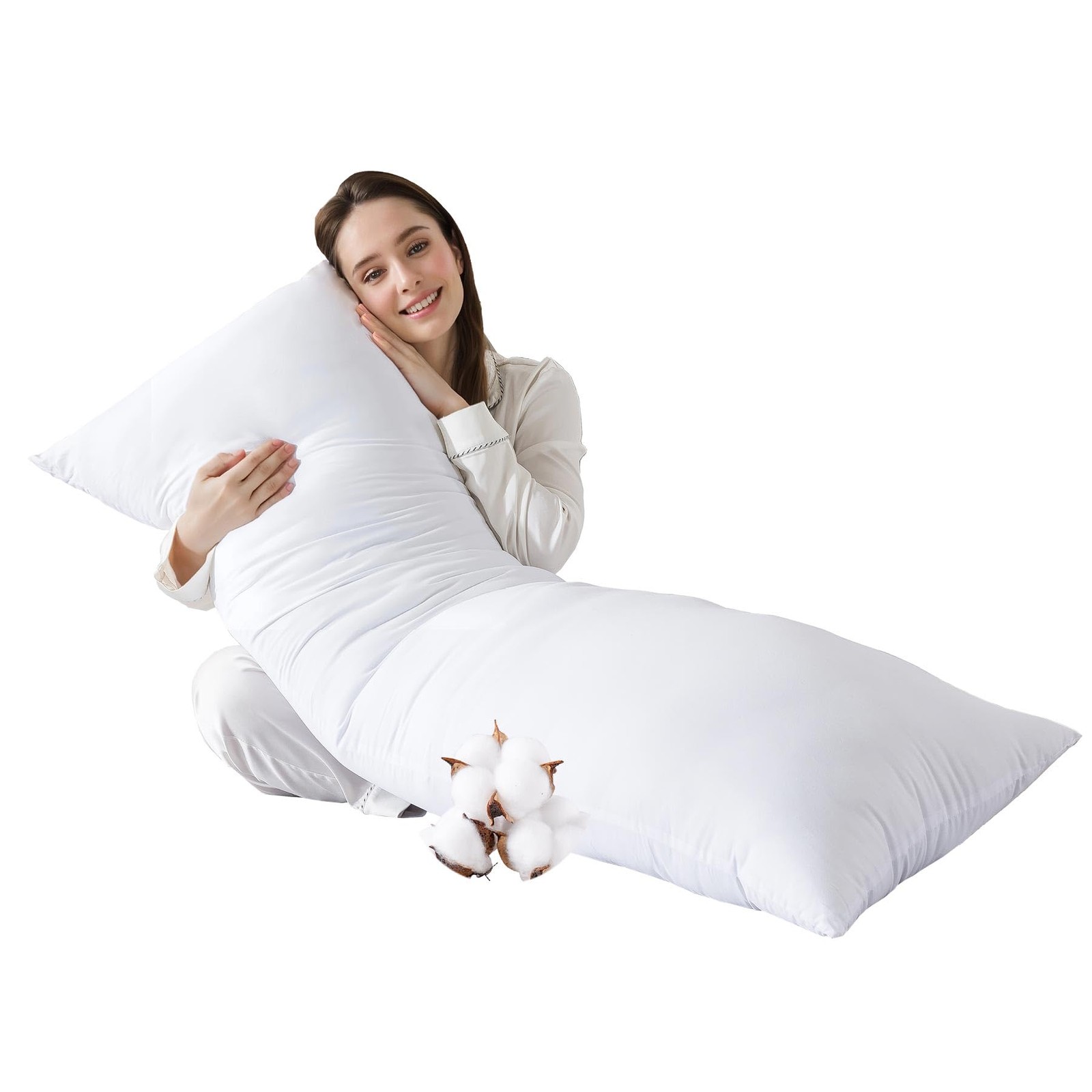 Cotton Body Pillow Insert Cooling Breathable Full Body Pillow for Side Sleeper gallery