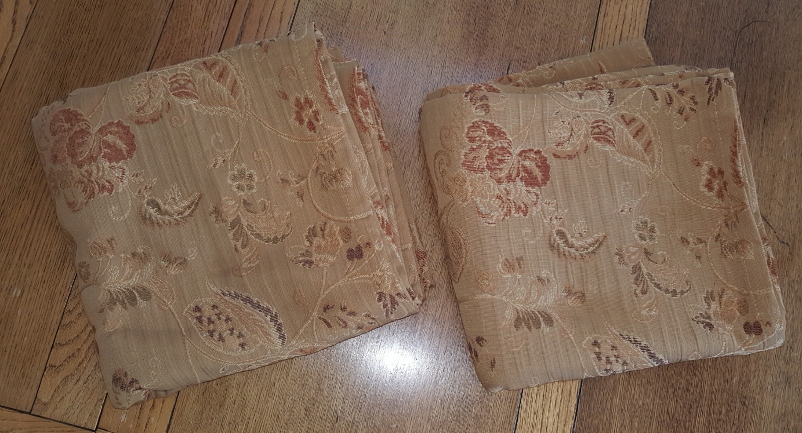 Window CURTAINS 2/SET GOLD Floral JACQUARD 52Wx97L Drapes Thick=5 Pound EUC!? gallery