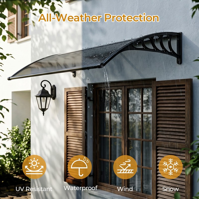 Window Awning Door Canopy Polycarbonate Cover Patio Door Awning UV Rain Snow gallery