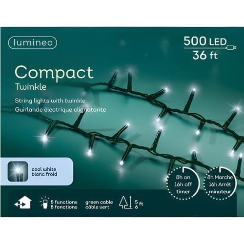 500 LED Cool White Christmas Compact Lights Set, Green Wire 36 Feet gallery