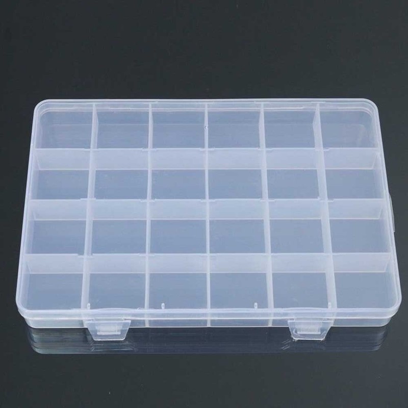 2Pcs 24 Grid Plastic Compartments For Jewelry Bead Organizer Storage Box Case US gallery
