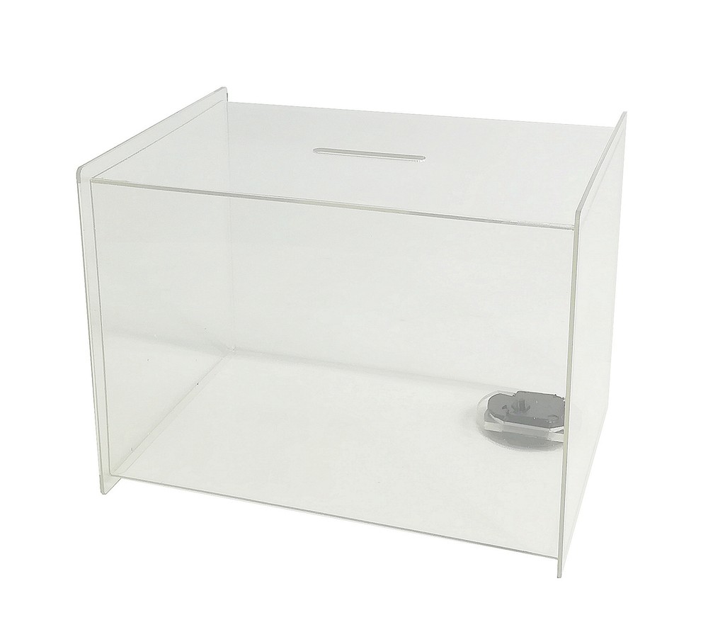 FixtureDisplays Box, Clear Ghost Acrylic Donation Fundraising 7x5.5"x5.5" 11818