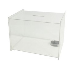 FixtureDisplays Box, Clear Ghost Acrylic Donation Fundraising 7×5.5″x5.5″ 11818