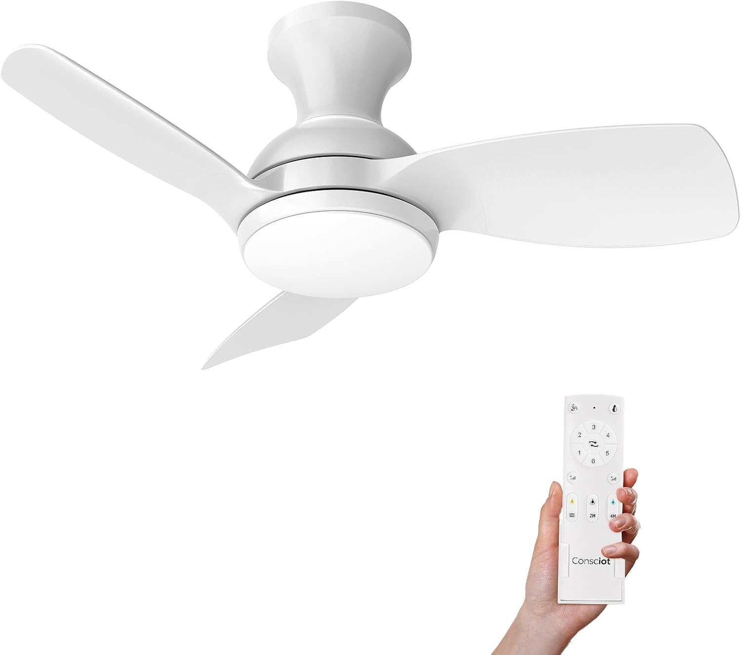 Consciot Ceiling Fan with Lights Remote, Reversible Quiet DC Motor, 30” & 52” gallery