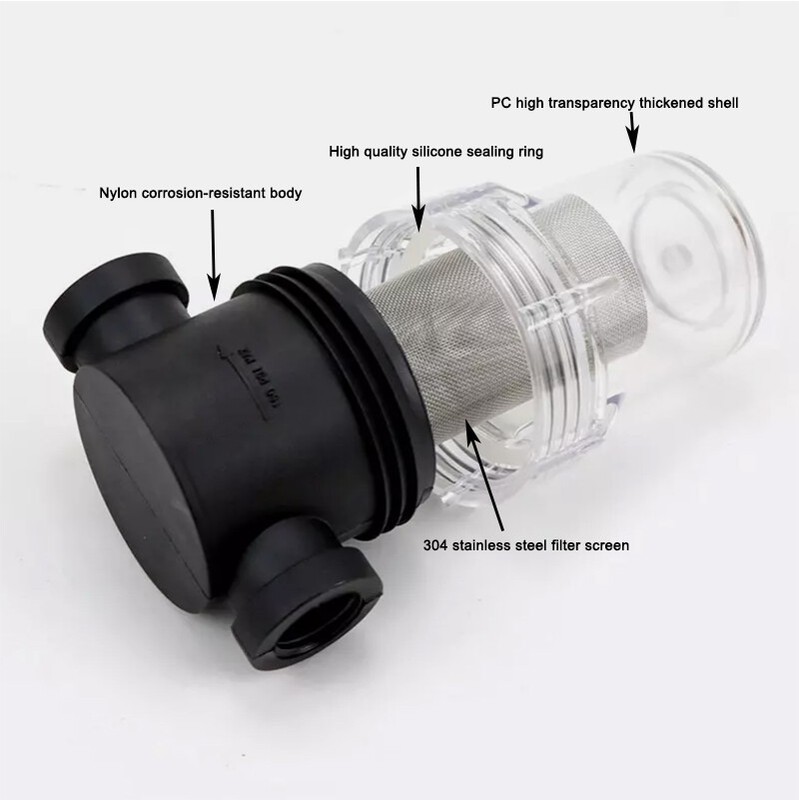 3/4" 1/2" 1" Inline Mesh Strainer Water Pump High Flow Pipeline Filter 40 Mesh gallery