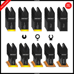 50PCS Titanium Oscillating Tool Blades, Curved Edge Oscillating Saw Blades for M