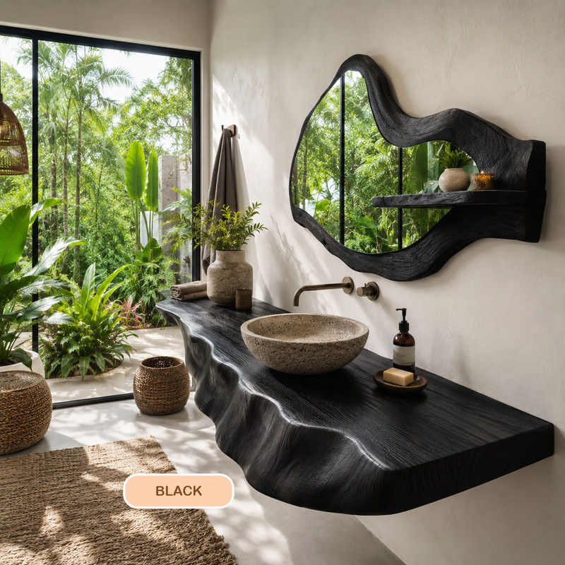 Bathroom Vanity Modern Rustic Solid Wood Live Edge Floating Sink CounterBathroom gallery