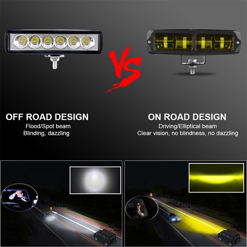 2X 6inch Yellow LED Work Light Bar Spot Pods Fog Lamp Offroad Driving Truck SUV gallery