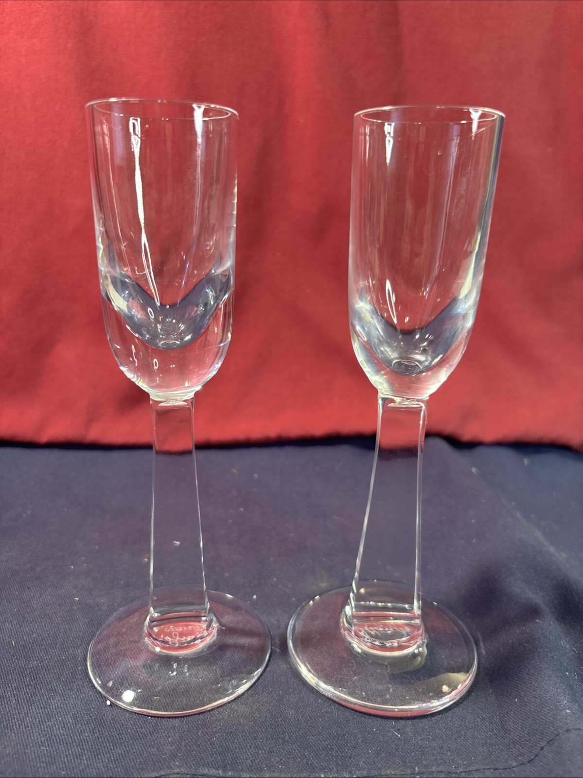Atlantis Gerald Gulotta Mid-Century Crystal Flat Stem Cordial Glasses Set of 2 gallery