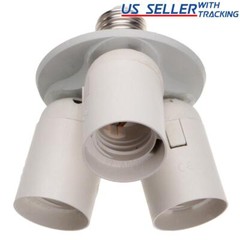 3 to 1 Light Socket E26 Splitter Lamp Base Adapter for Standard LED & CFL Bulbs