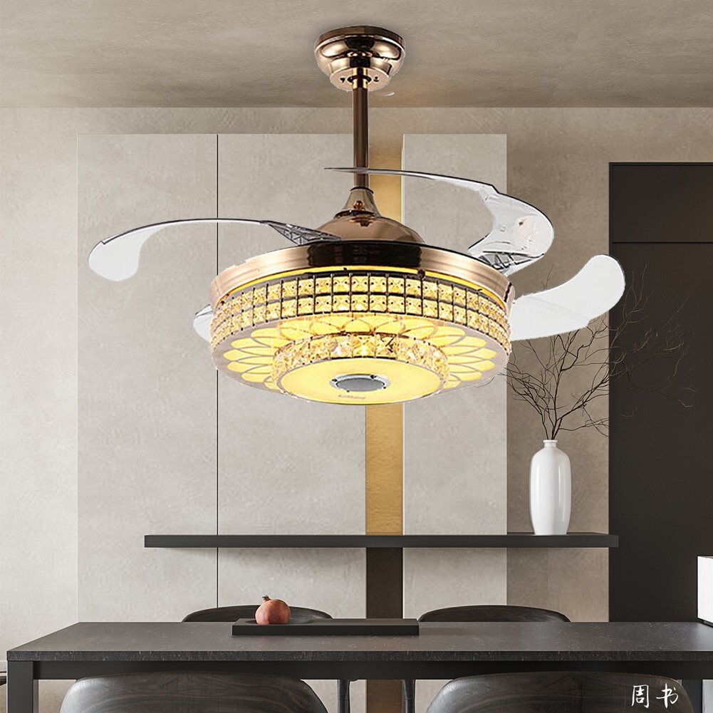 42" three-color bluetooth music crystal invisible fan light with remote control gallery