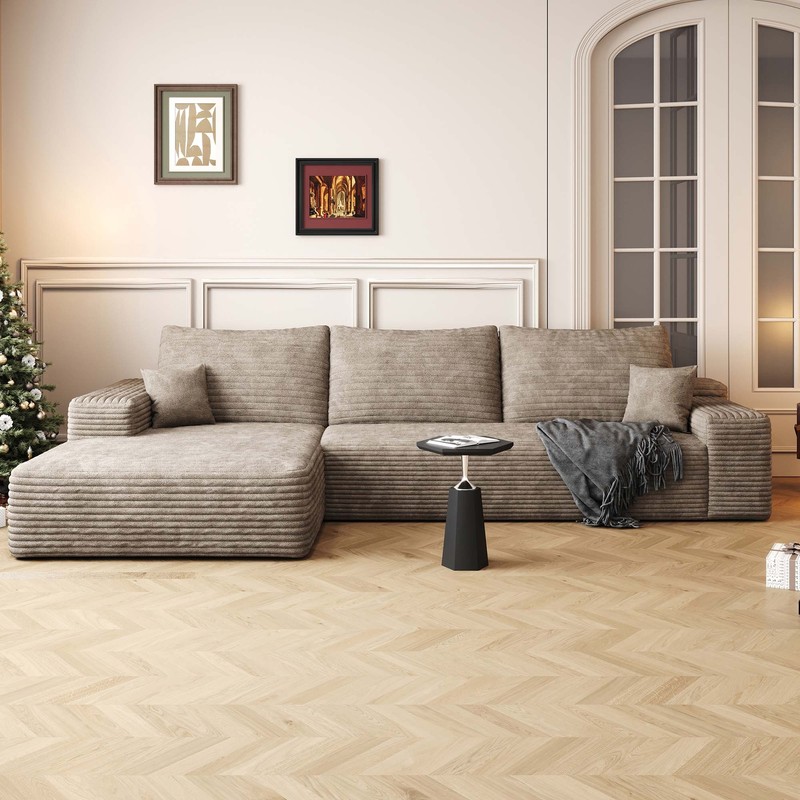107" L Shaped Sectional Cloud Couch with Left Facing Chaise Plush Boneless Sofa gallery