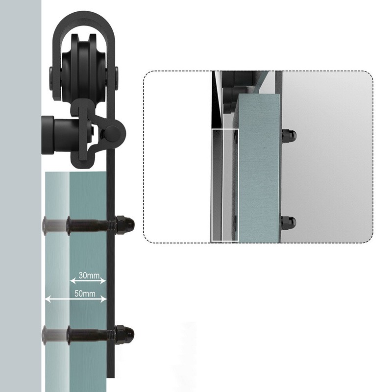 5FT-14FT Sliding Barn Door Hardware Closet Track Kit for Single Door Black gallery