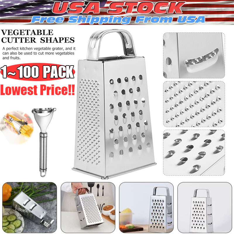 Kitchen Stainless Steel 4-Sided Box Food Grater Vegetable Cheese Slicer Shredder gallery