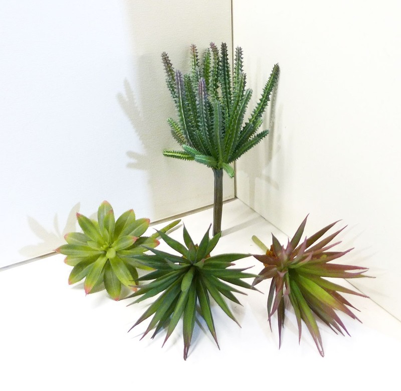 4 Mix Artificial Grass Plastic Succulents Plants Cactus and Agaves gallery