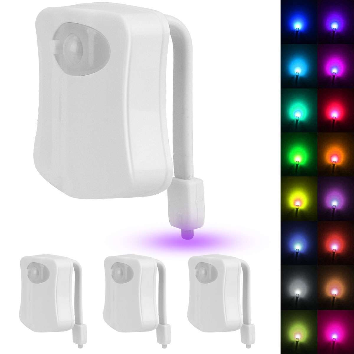 4Pcs Motion Activated LED Bathroom Toilet bowl Night Light 16 Colors Kids Safe gallery