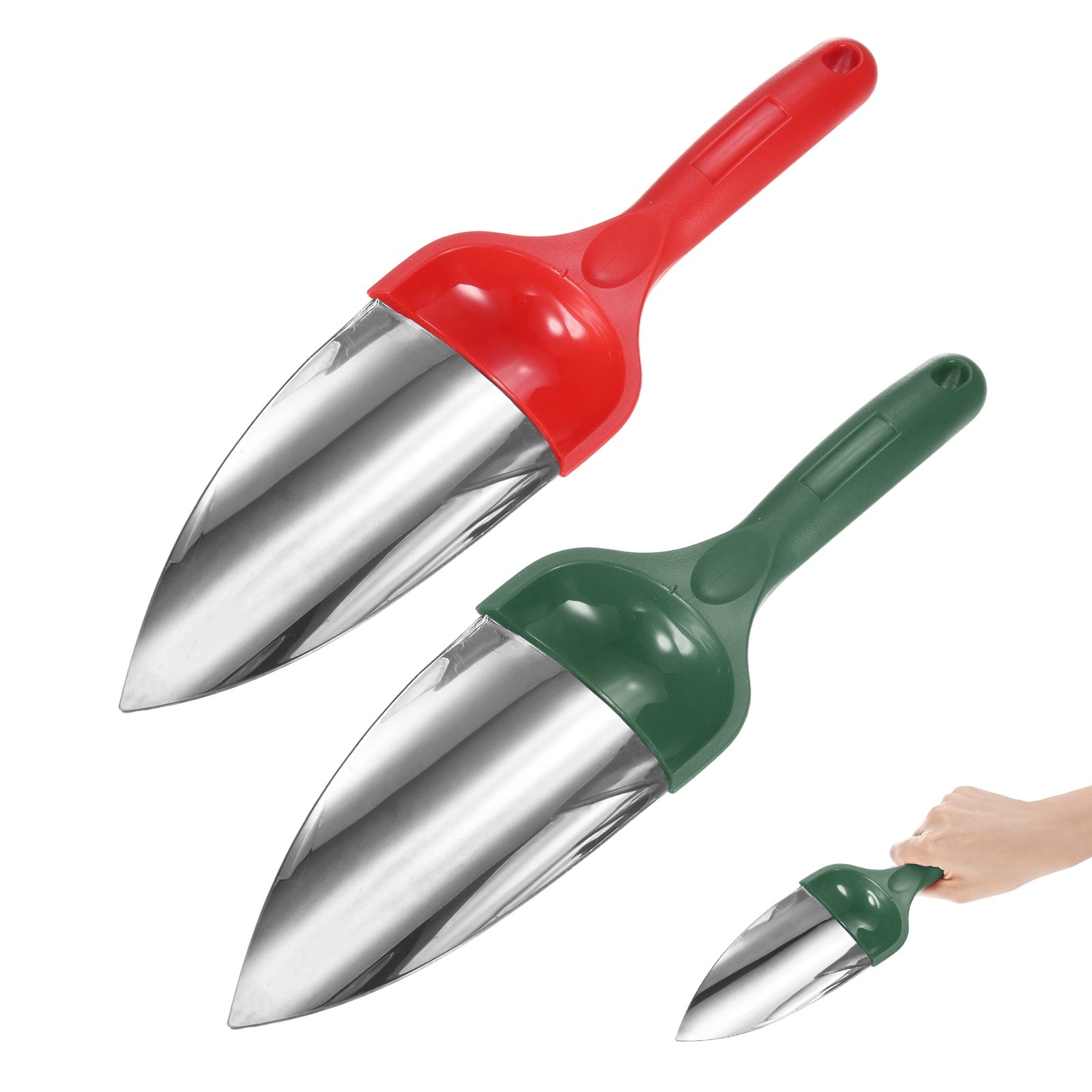 2-Pack 11.81 Inch Stainless Steel Garden Shovels for Digging [Green/Red] gallery
