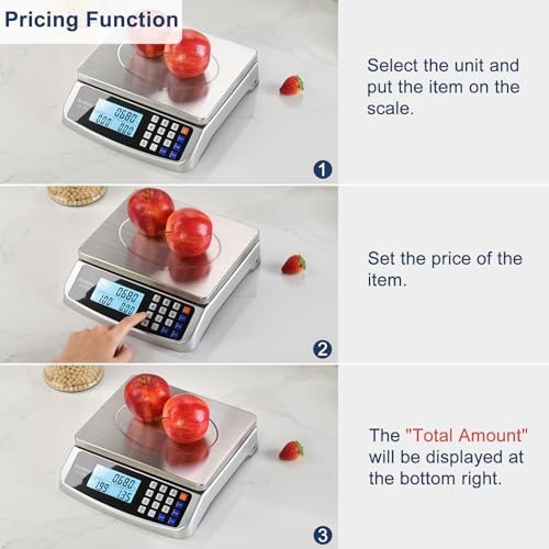 66lb Food Scale, Commercial Kitchen Scale with Price Silver 66lb/30kg gallery