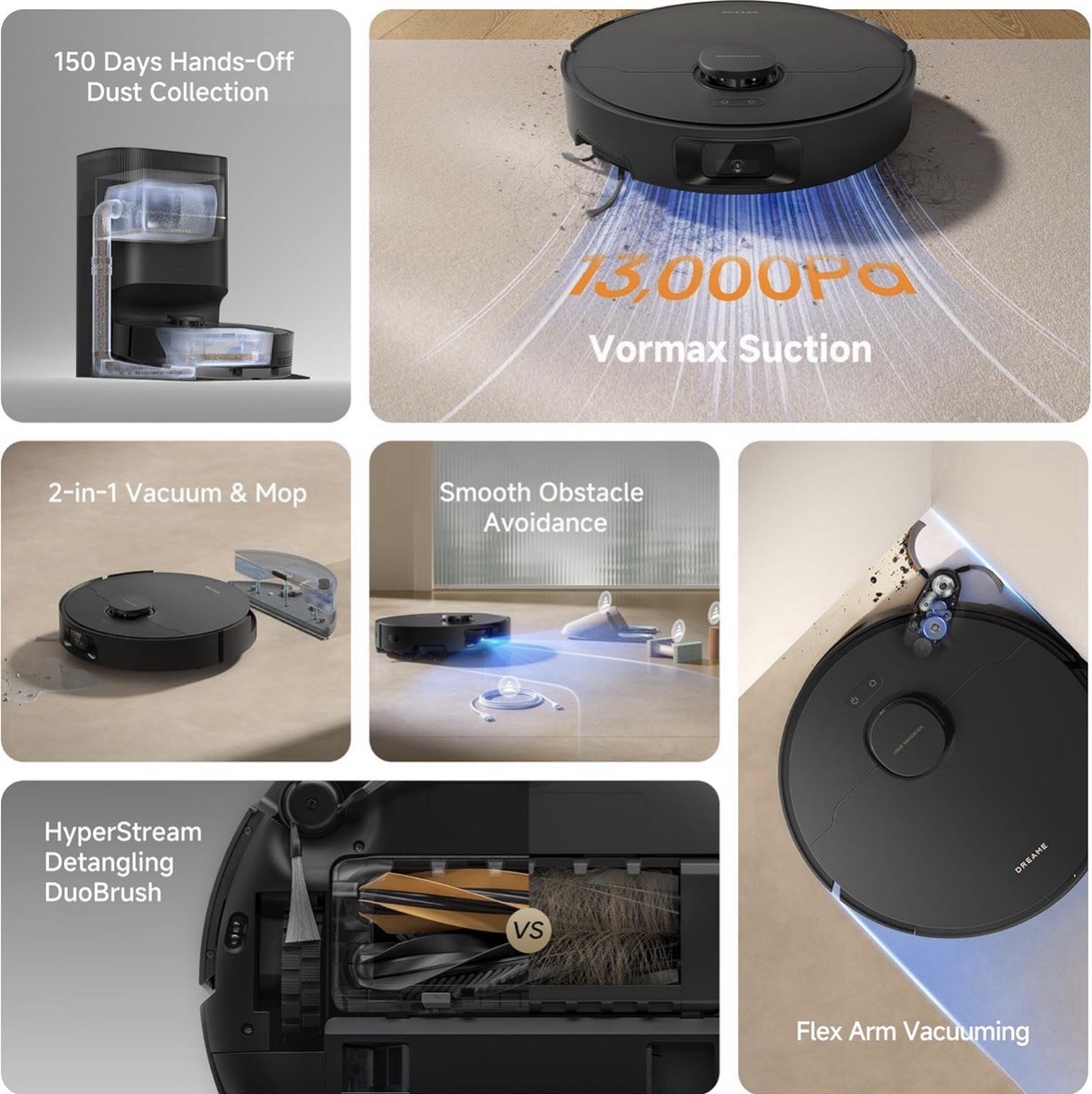 DREAME D20 Pro Plus Robot Vacuum 13000Pa Suction DuoBrush gallery