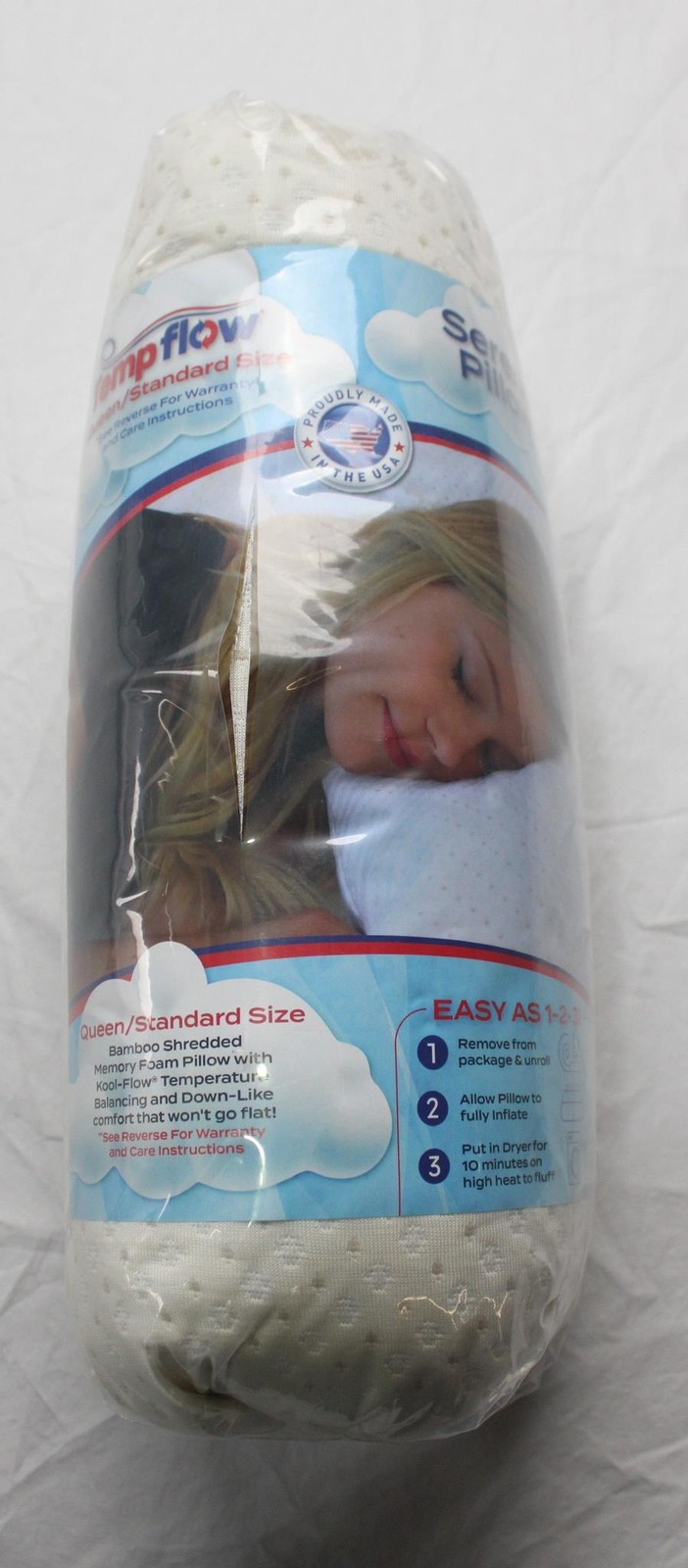 TempFlow Adults' Serene Bamboo Memory-Foam Pillow NC3 White Size Queen/Standard gallery