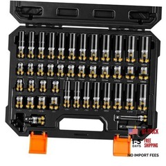 Pro 3/8″ Drive Impact Socket Set, 43-Piece SAE(5/16″-3/4″) & Metric(8-19mm)
