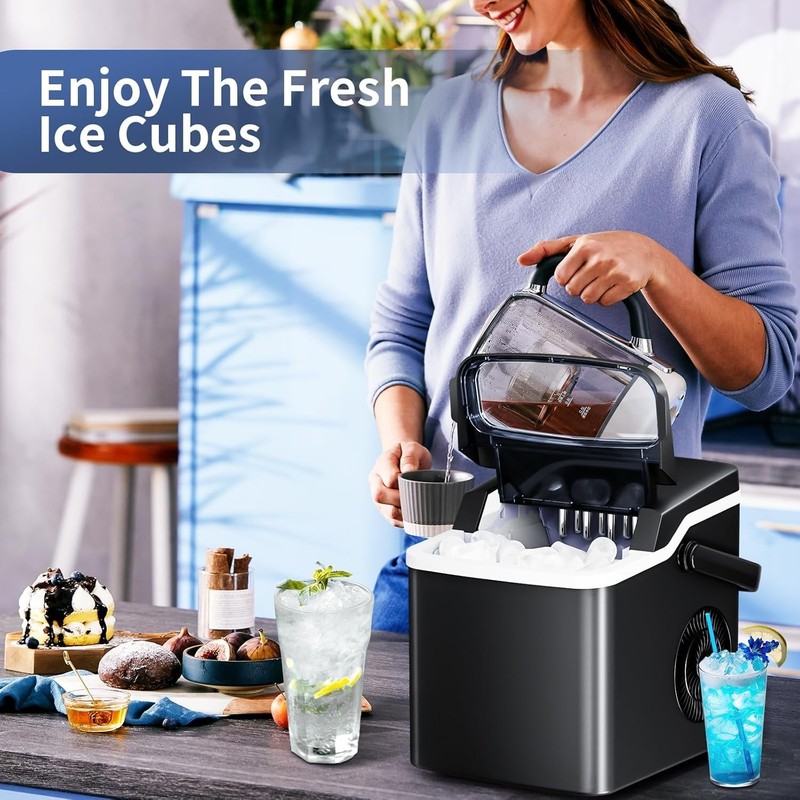 Ice Maker Countertop with Auto-Cleaning, 26Lbs/24Hrs, 9 Cubes in 6 Mins gallery