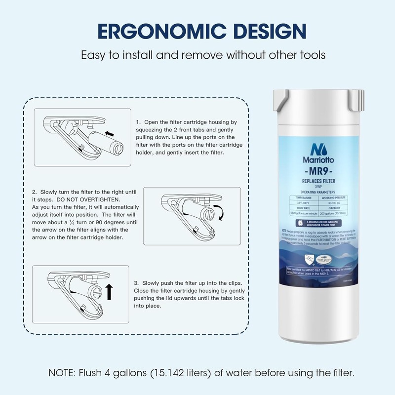 MARRIOTTO XWF Water Filter, Replacement for GE XWF, XWF Genuine Ge Refrigerator gallery