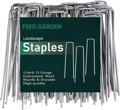 6 Inch Anti-Rust Galvanized Landscape Staples – 25 Pack Heavy-Duty Stakes