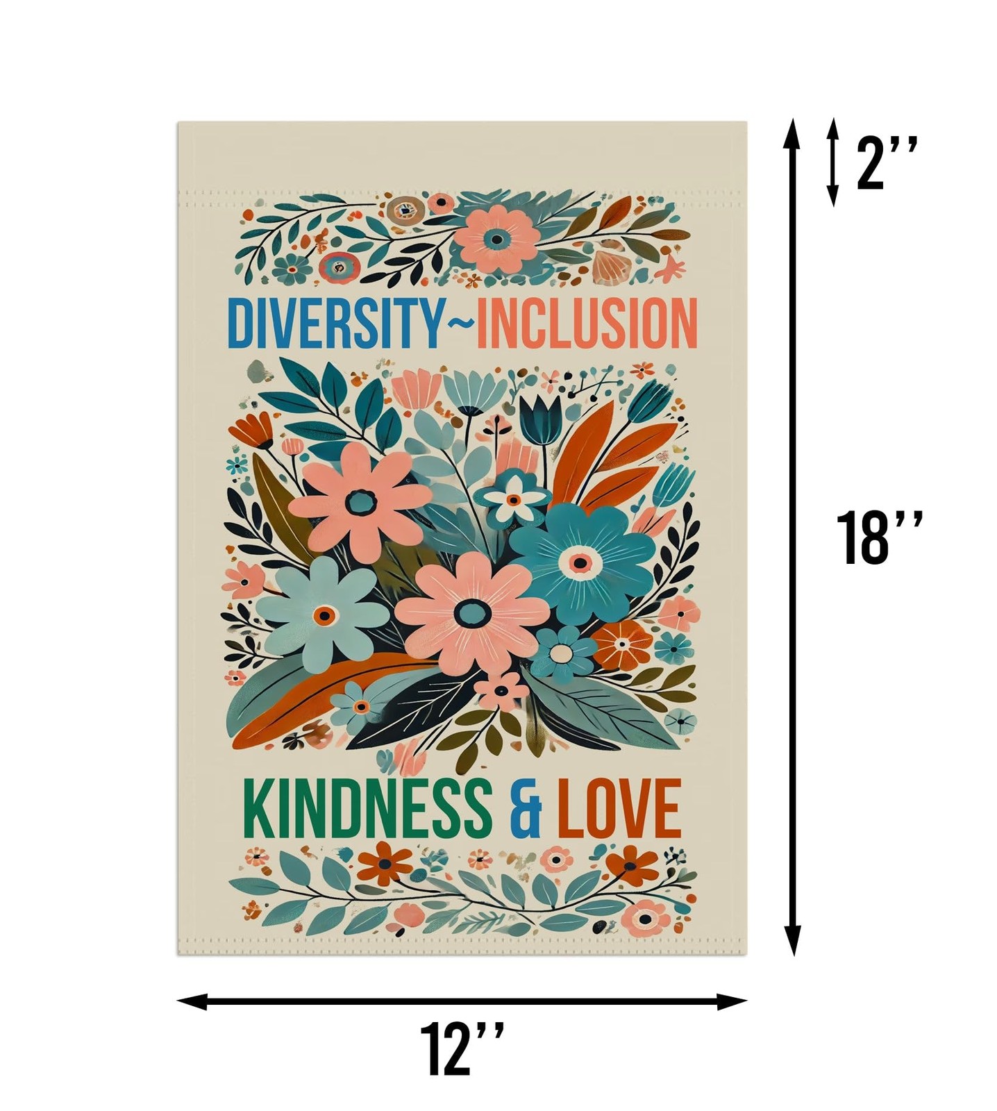 Diversity Inclusion Kindness & Love Garden Flag - Retro Flower Spring Yard Fl... gallery