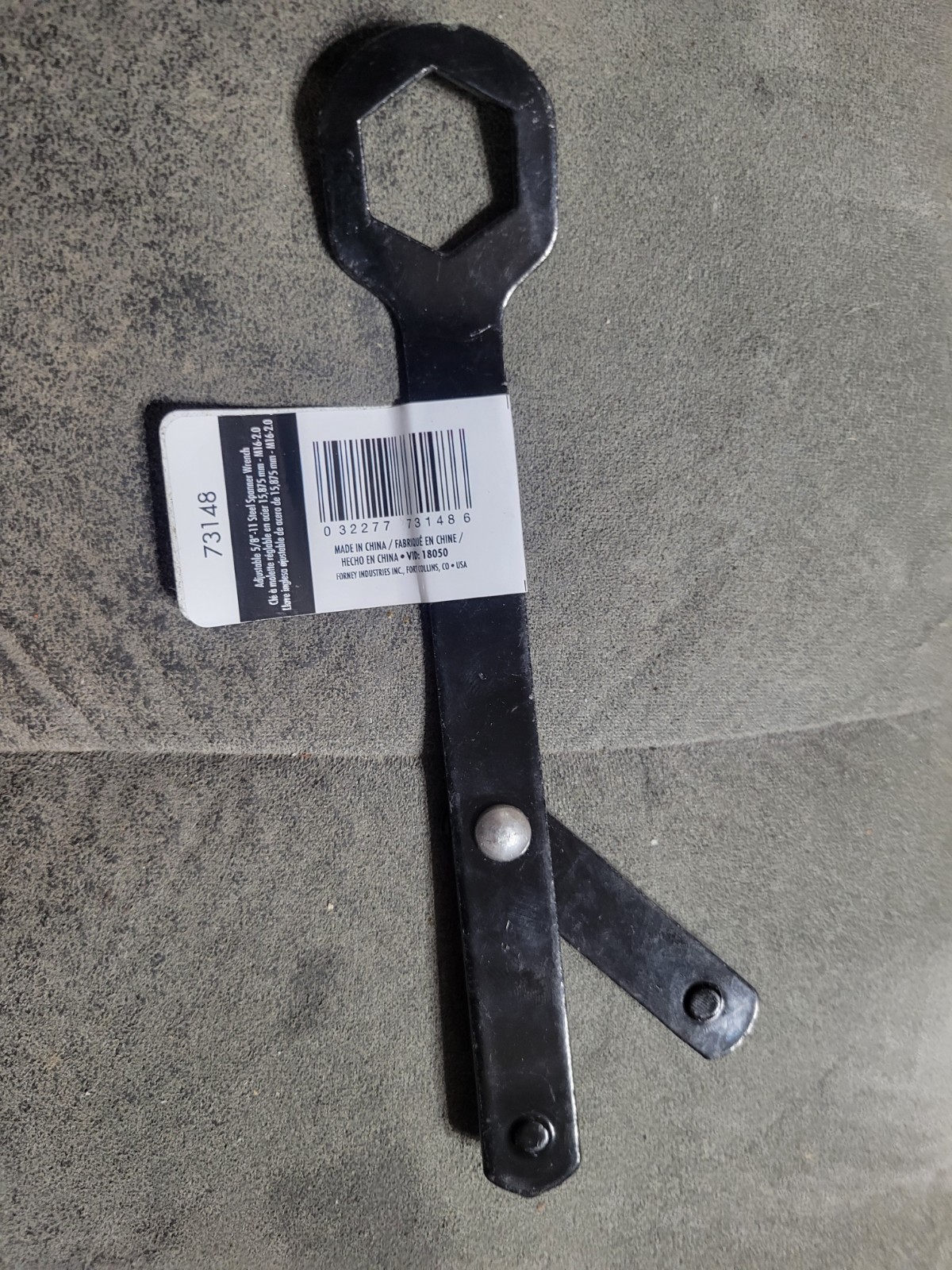 Forney 73148 Black Adjustable Spanner Wrench for Sanding Pad Nuts 5/8 in.-11 gallery