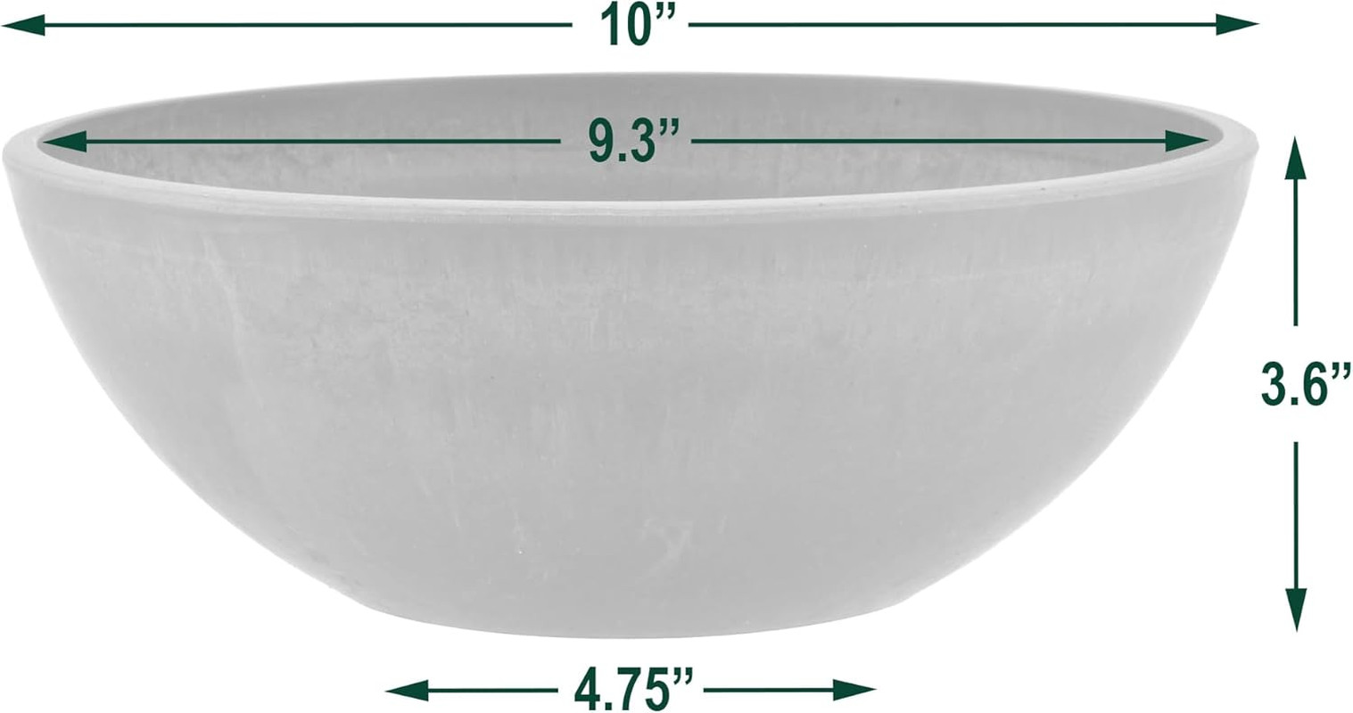 M25TP 10-Inch Plastic/Stone/Wood Composite Low Bowl Planter – No Drainage Hole ( gallery