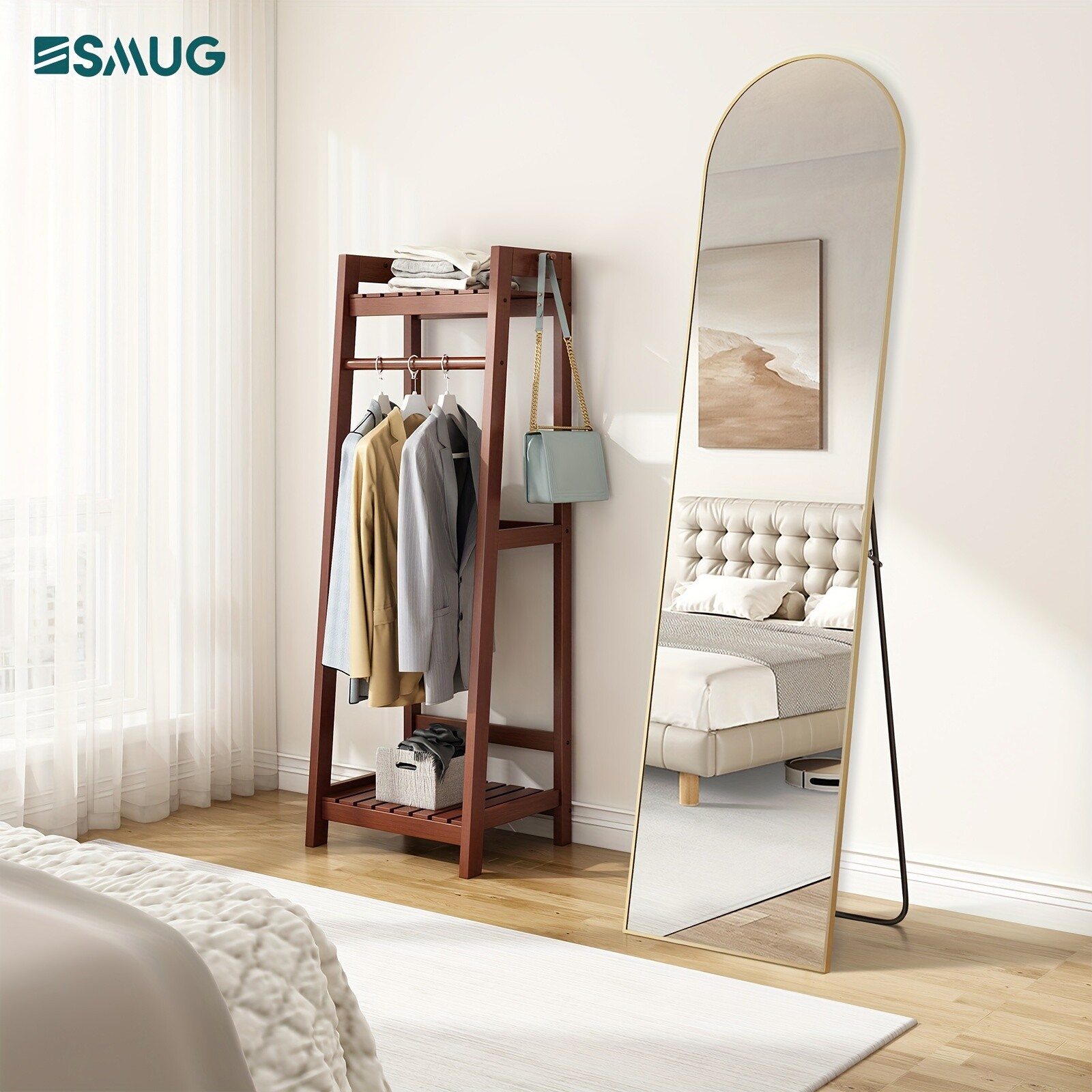 Full Length Floor Mount Mirror. Aluminum Alloy Frame Arch HD For Bedroom gallery